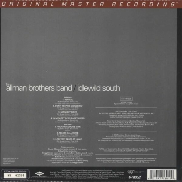 ALLMAN BROTHERS - IDLEWILD SOUTH Vinyl Record